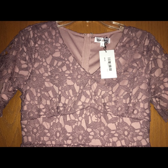 Mauve Lace Midi Dress - Picture 4 of 4